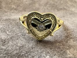 Goldring mit Herz, 925 Silber mit Zirkonia, Gr. 54 NEU!