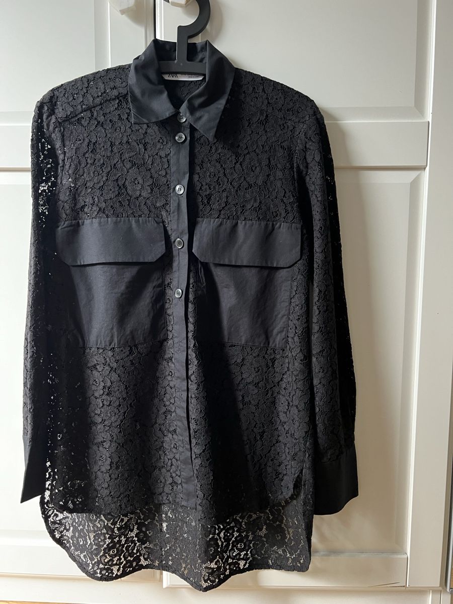 Camicette: Schwarze Bluse mit Spitze – Nuovo (secondo la descrizione) da Laufen venduto da li_ga7