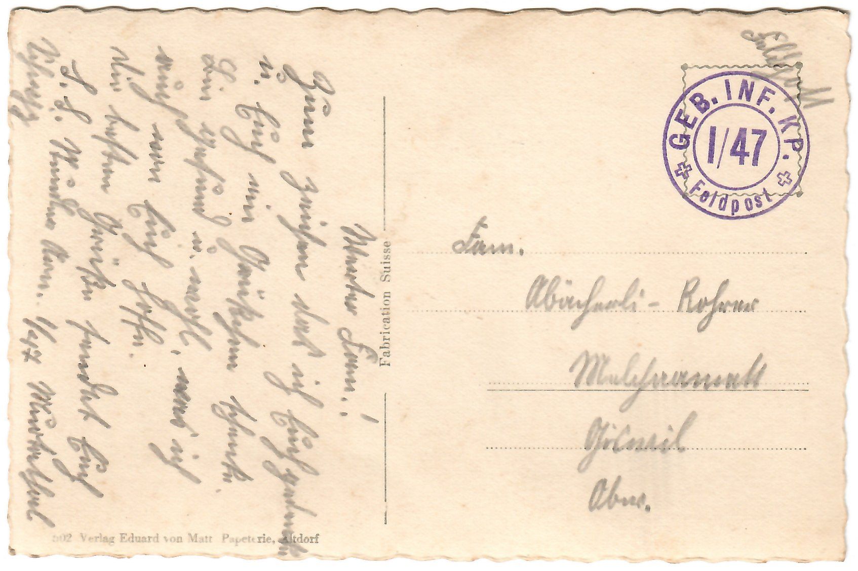 Cartoline postali: Ansichtskarte  Muotathal gegen Pragel – Usato da Kerns venduto da etma3 1