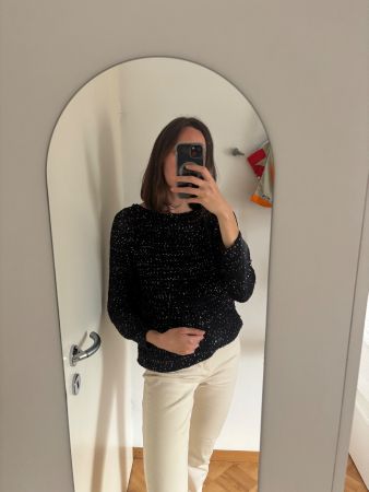 Black Sequin Party Sweater with Open Back Detail