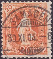 Stehende: 66E von SAMADEN (GR) Stück +Vollstempel: 30.11.04