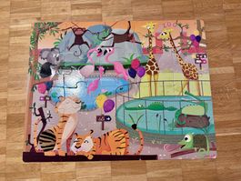 Janod Tactile Puzzle Tiere – 20 Teile – Fühlpuzzle – Top