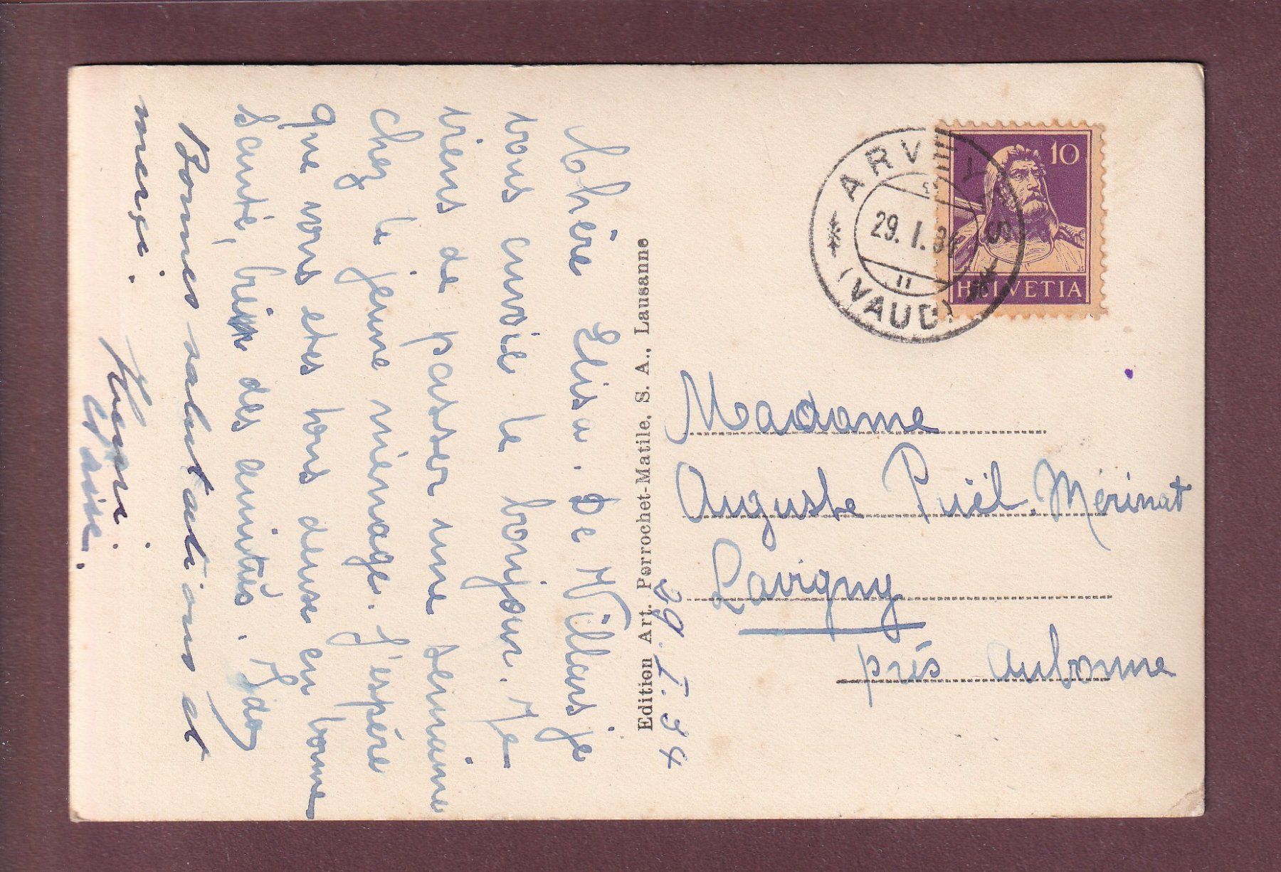 Ansichtskarten: CHESIERES - Dents du Midi - 1934 – Gebraucht aus Pully von nicecards 1