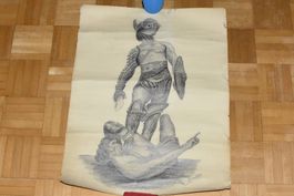 "Gladiateur" Dessin original Alphonce Saltini, 1923