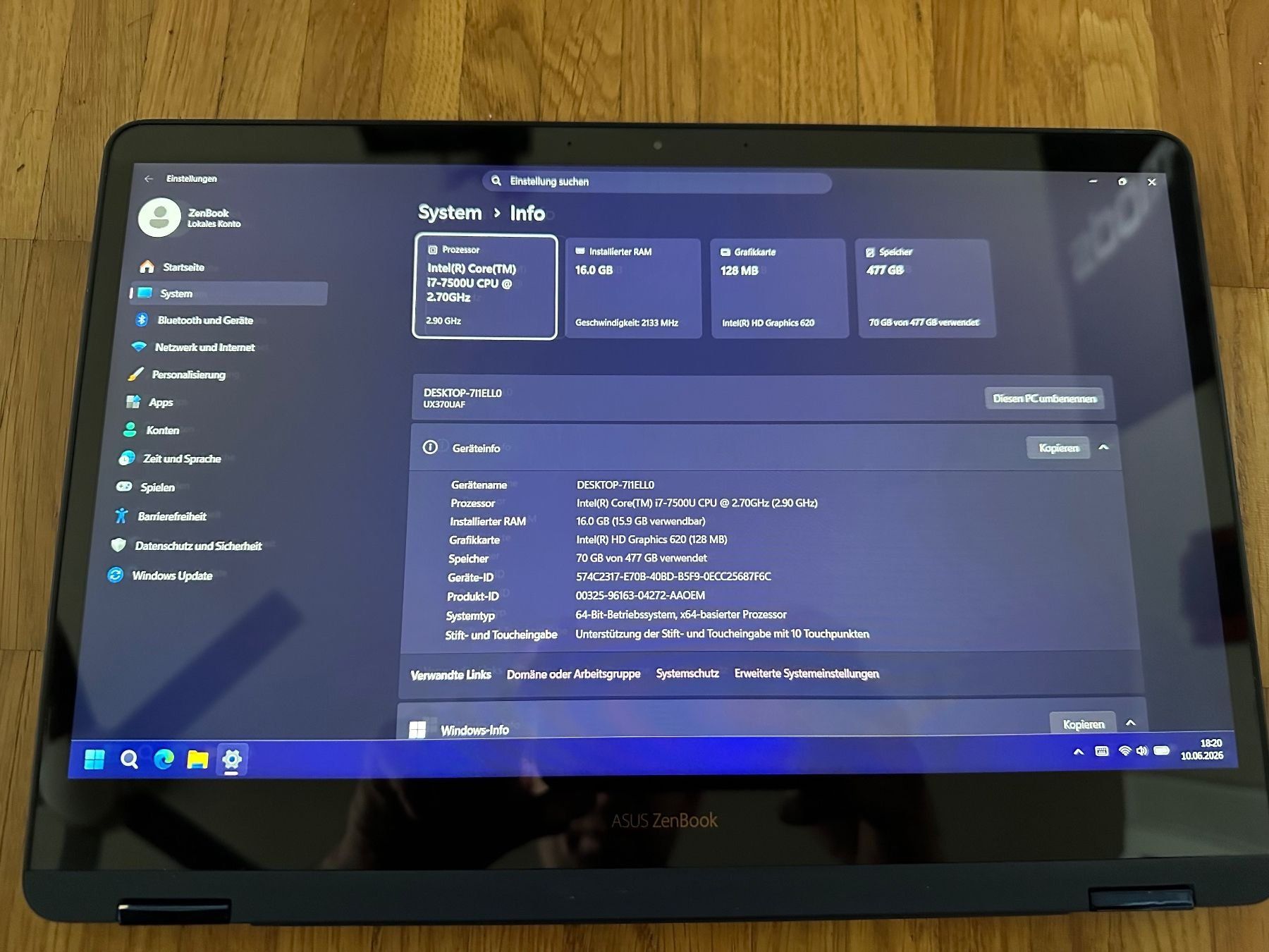 Asus Portables: Asus Zenbook UX370U, Touch – D'occasion à Zürich par ER- 2