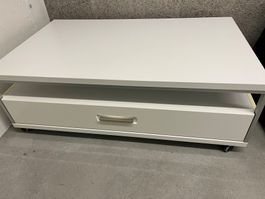 Couchtisch weiss mit Schublade auf Rollen gebraucht