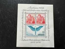 Aarau 1938 Block Rückseite Abklatsch  (A760)