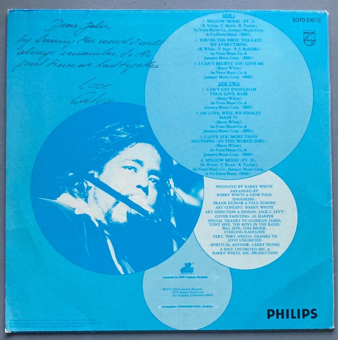 Schallplatten: BARRY WHITE - CAN'T GET ENOUGH – Gebraucht aus Poliez-Pittet von Newtown-Records 1