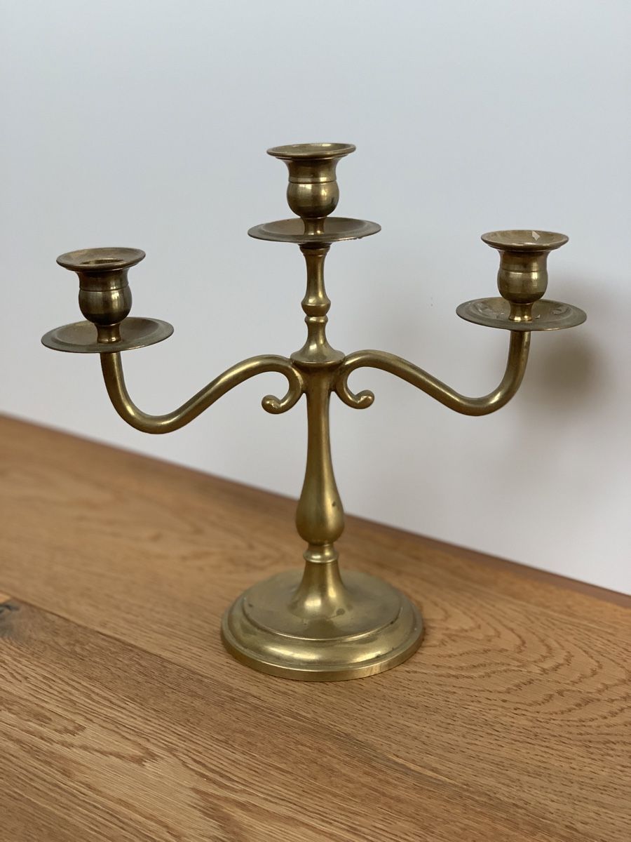 Kerzenständer: 3-armiger Kerzenständer aus Messing 24cm hoch – Gebraucht aus Willisau von son_lq7g