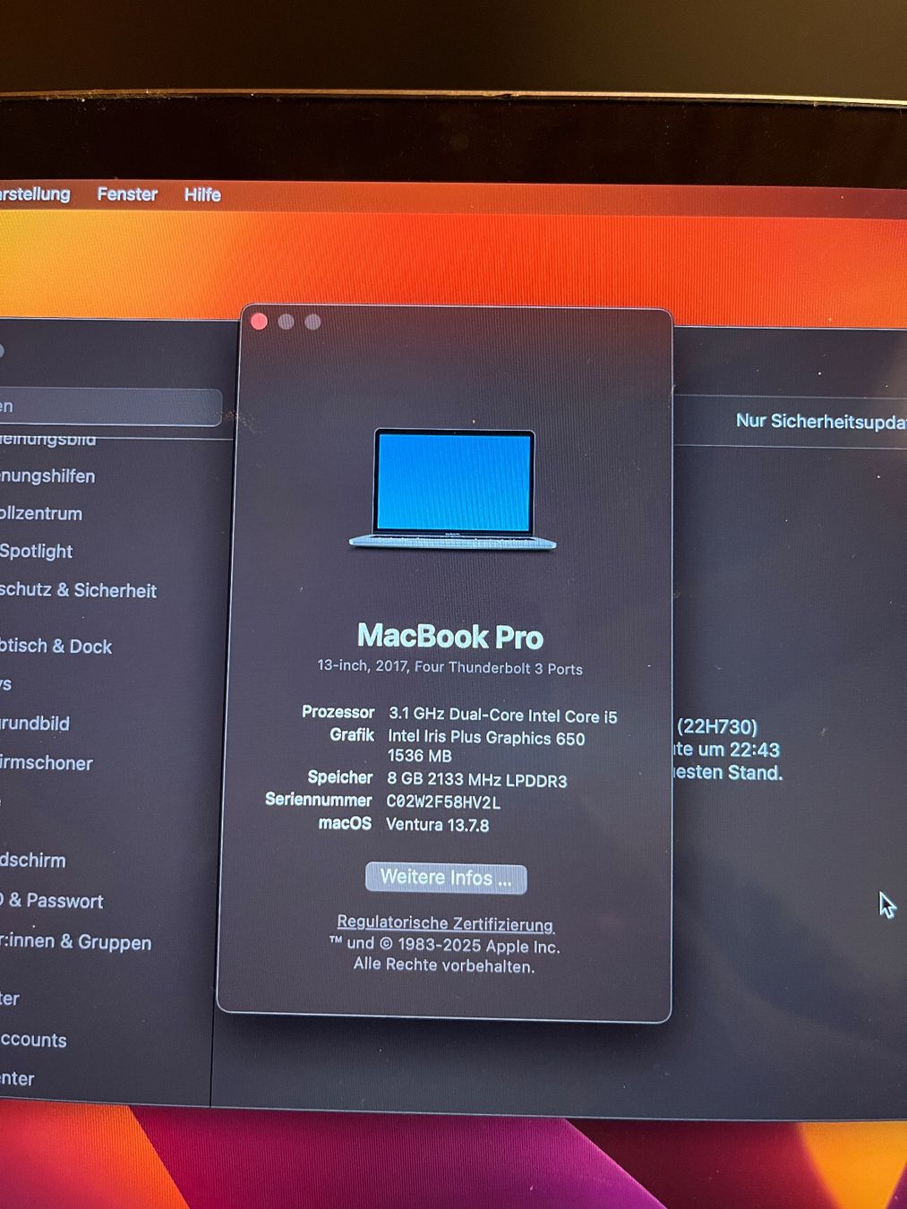 Apple Portables: Macbook Pro 2017 mit OVP und Ladegerät – D'occasion à St. Erhard par Michel164 8