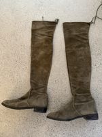 Stuart Weitzmam Overknees Veloursleder grün