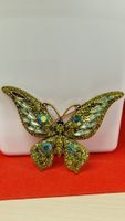 Schöne Vintage Brosche Schmetterling Grün/Gold, Top Zustand!