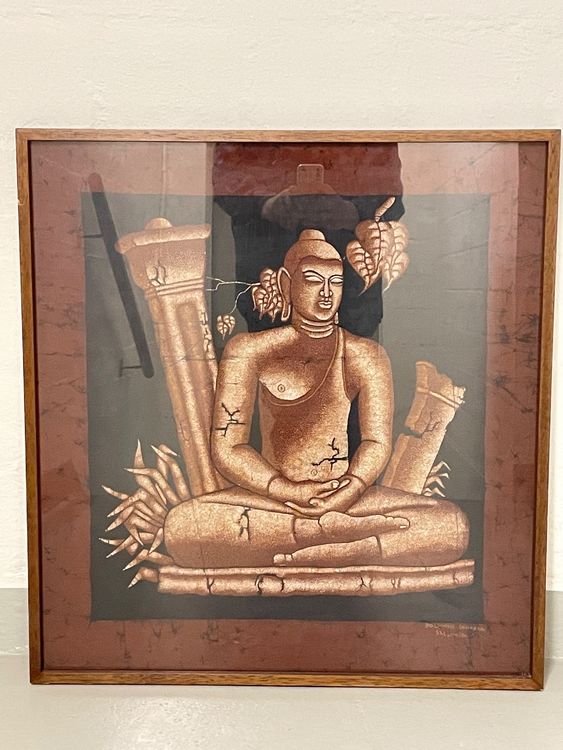 Buddha oder Hindu Bild Signiert Sri Lanka 1
