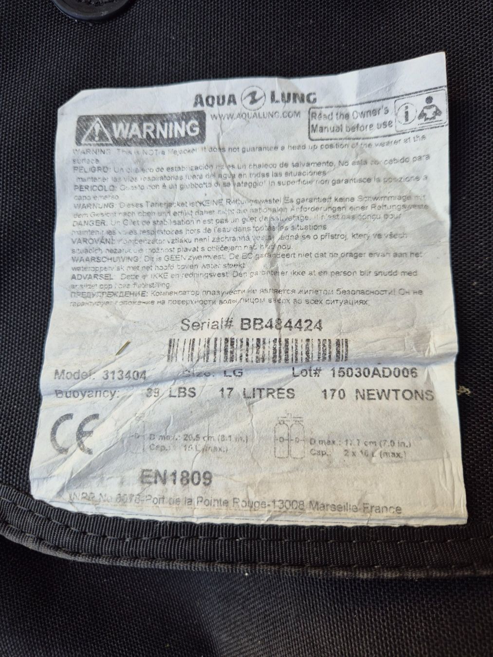 Détendeurs & Vestes: Aqua Lung Tarierjacket AXIOM Grösse LG – D'occasion à Bänk (Dägerlen) par Wasserhuepfer 4