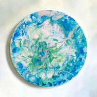 Abstraktes Acrylgemälde“Blaugrüne Harmonie“ 30cmø Original