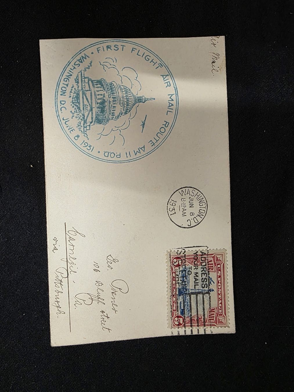 Alle Briefmarken: First Flight Air Mail DC 1931 Washington Briefmarke! – Gebraucht aus Wolfertswil von Antiko