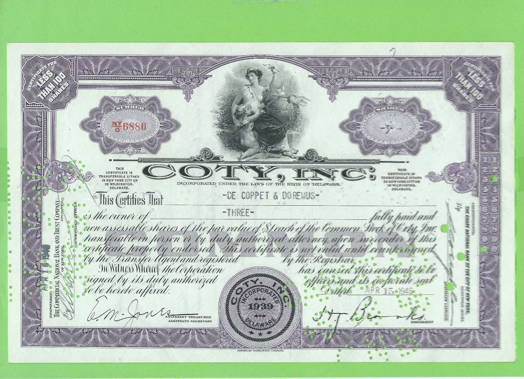 Alle Münzen: Coty, Inc. 1946 – Gebraucht aus Zürich von t24_de