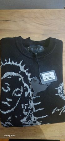 MoreMoneyMoreLove Strickpullover schwarz Motiv Grösse M neu