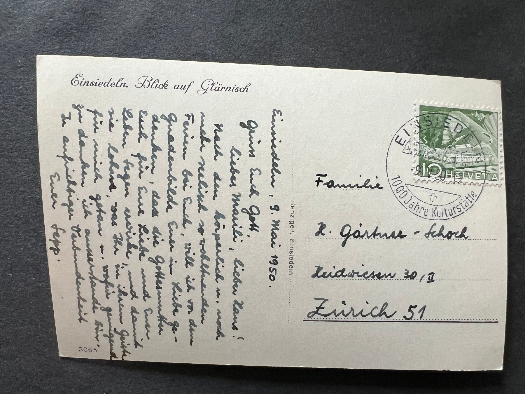Cartoline postali: Ansichtskarte Einsiedlen 1950 (M195) – Usato da Hinwil venduto da Sidi4 1