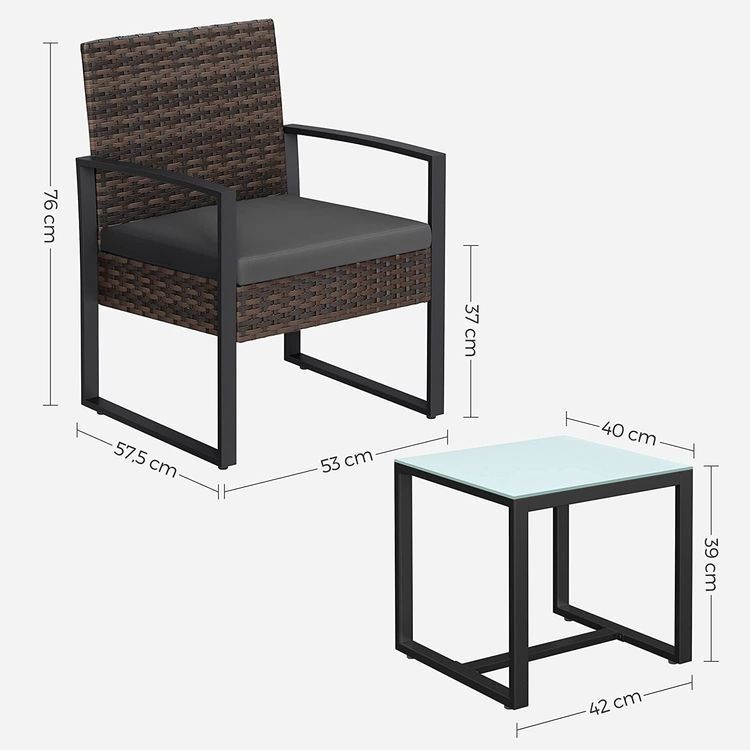 Set di tavolo e panche: Gartenmöbel Set Polyrattan 3-teilig Braun Grau LUNAR – Nuovo e nell'imballaggio originale da Lachen SZ venduto da MAMORU-MOEBEL 6