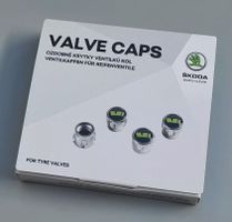 SET 4x Original Skoda Ventilkappen mit Logo RS VI grun NEU