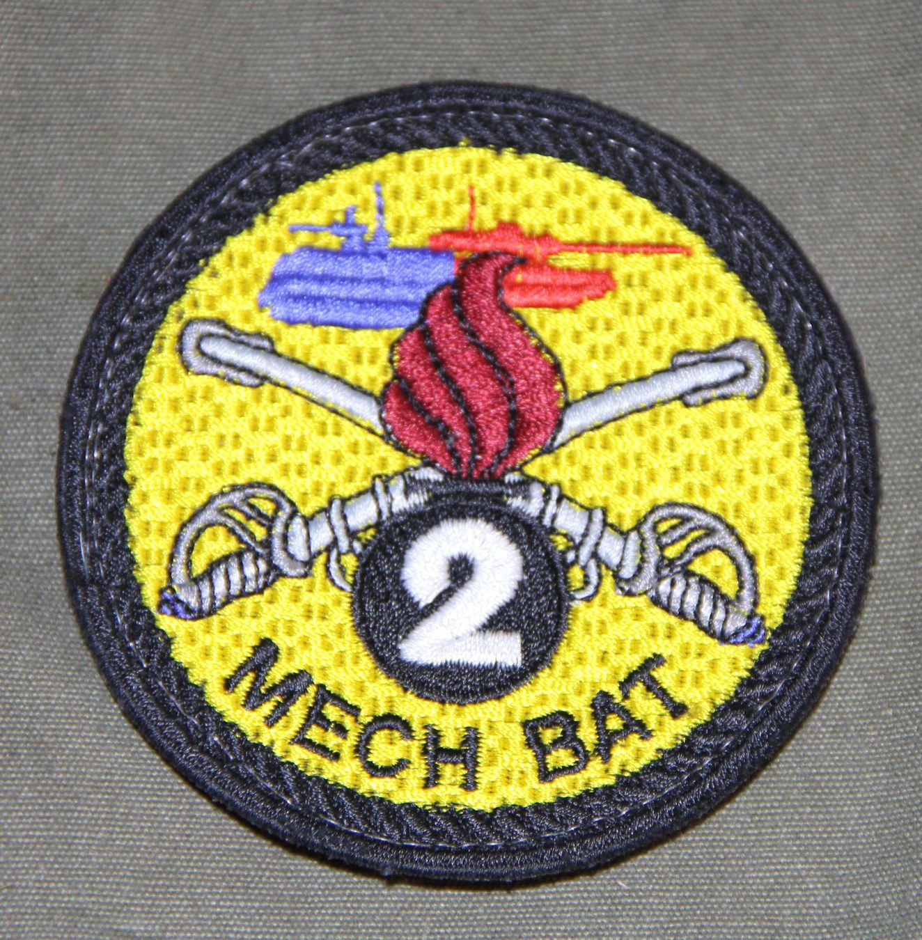Schweizer Armee Placchette & Badge: Mech Bat 2, Stabskp, Badge mit Klett – Usato da Belp venduto da Tomsek