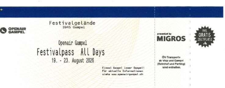Tickets: Gampel Openair All Days Pass Classic – Neu (gemäss Beschreibung) aus Chêne-Bourg von Alleex