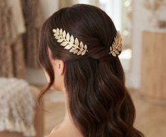 Haarspangen 2er Set goldfarben Blatt Design neu