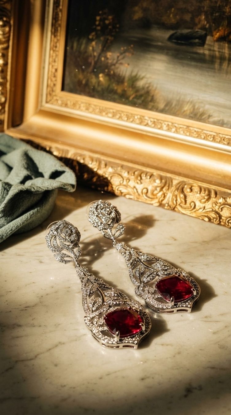 Ohrringe & -stecker: Boucles d'oreilles pendantes Rose rouge – Neu und originalverpackt aus St-Maurice von Sandrinette123 3