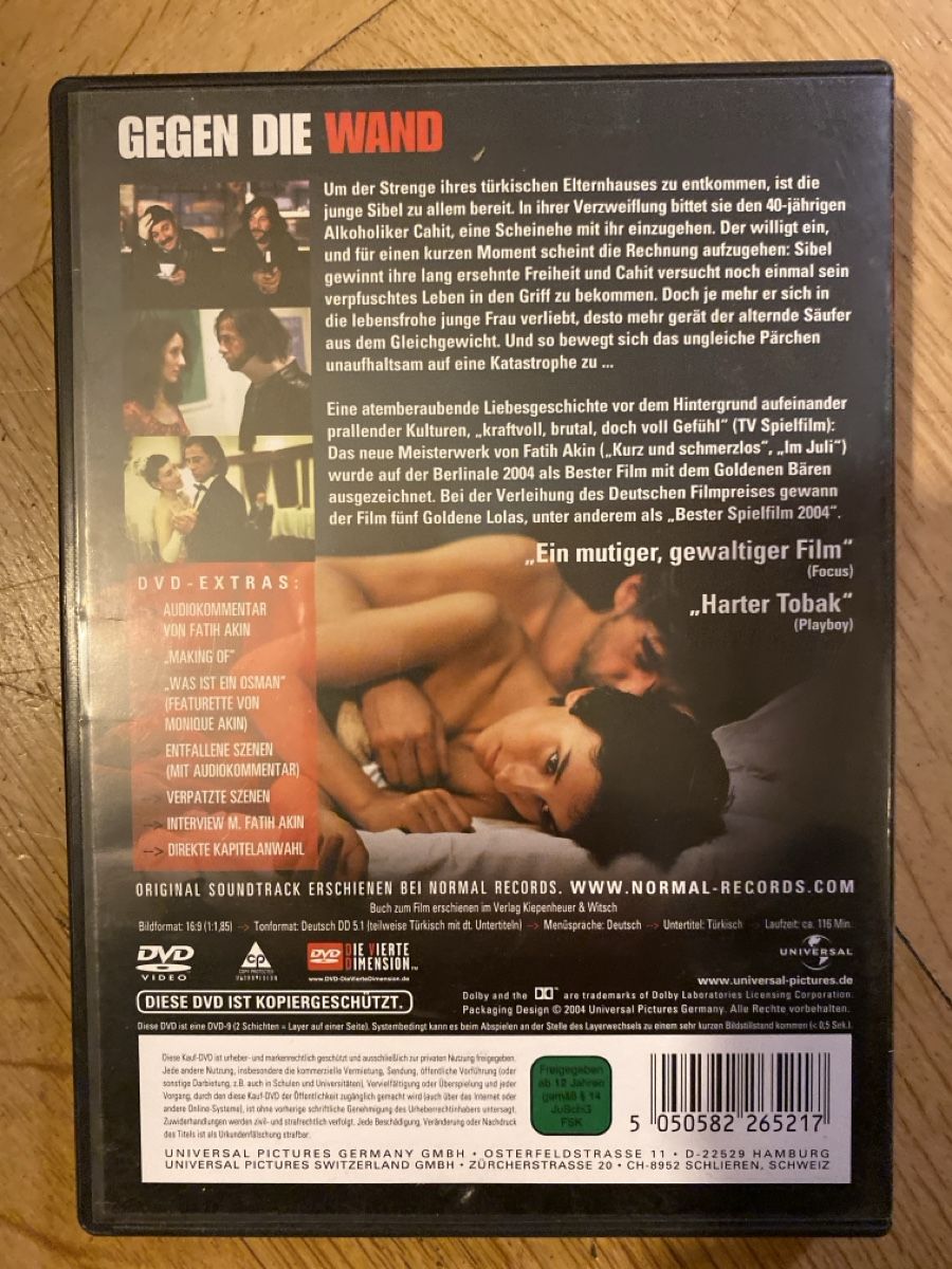 Alle DVDs: DVD - Gegen die Wand - Fatih Akin – Gebraucht aus Zürich von snaut 1