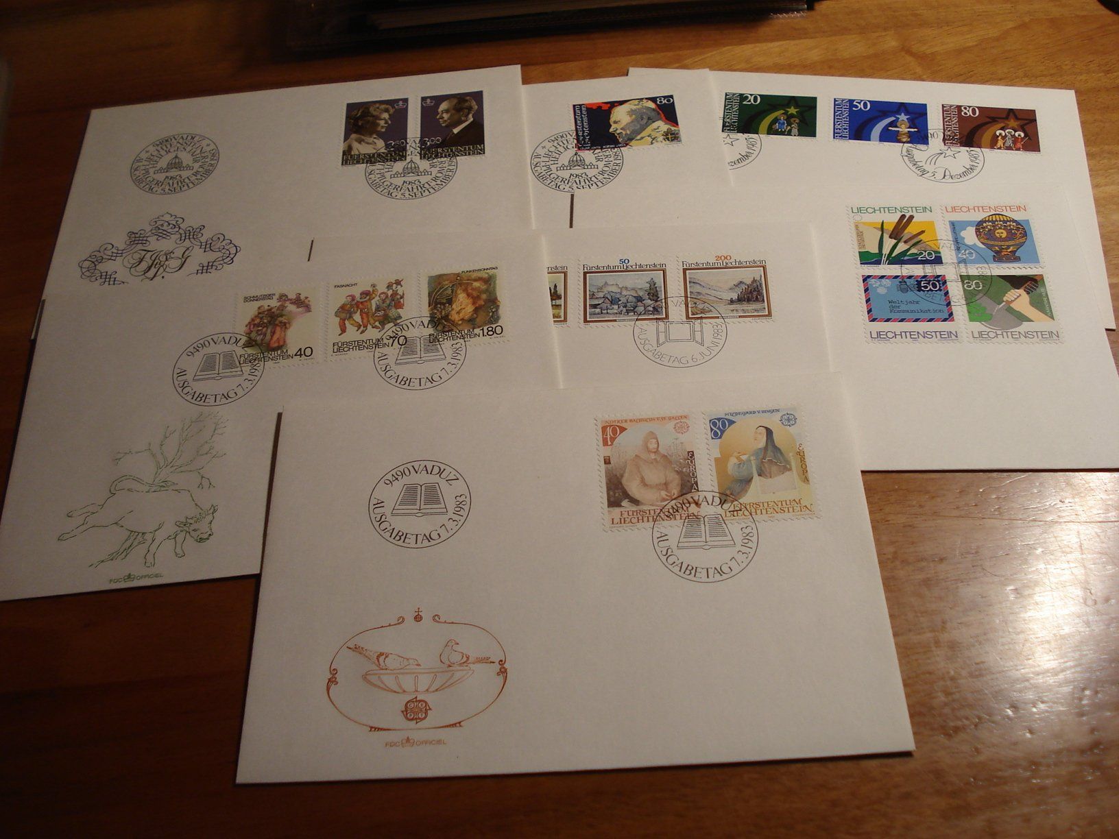 Tous les timbres: Liechtenstein Set FDC 1983, 7 Belege – D'occasion à Niederwil AG par morostahu 1