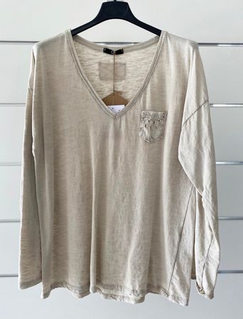 Langarmshirt V-Ausschnitt / Grösse ca. 36 / NEU