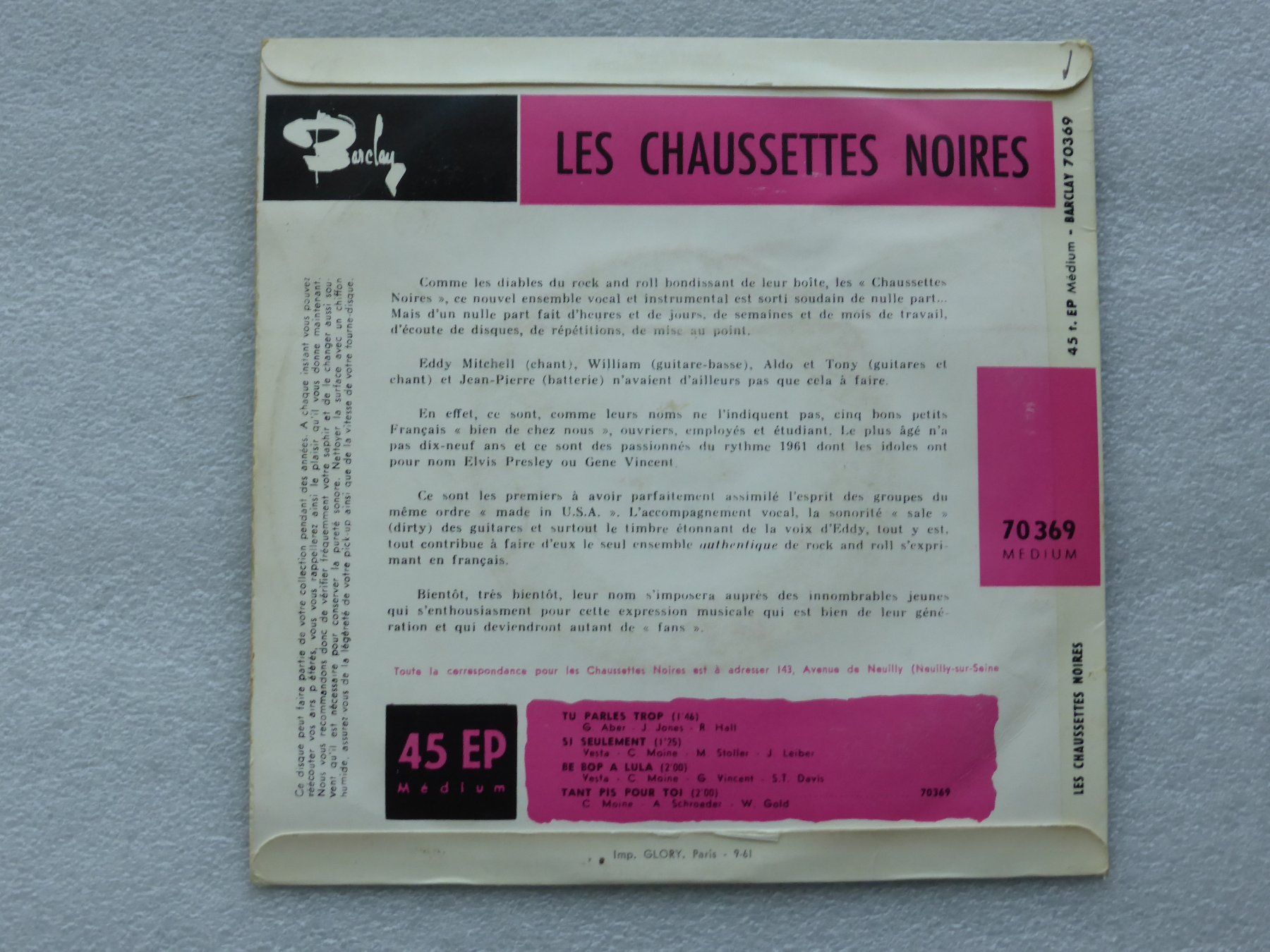 Vinyles: Vinyl Single   EP  LES CHAUSSETTES NOIRES – D'occasion à Küssnacht am Rigi par Mondkinder 3