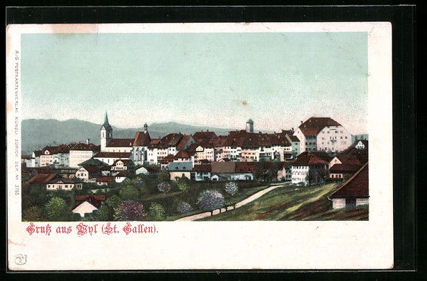 Cartoline postali: AK Wyl /St. Gallen, Panorama des Ortes – Usato da Berlin venduto da bartko-reher