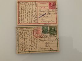 1915, 2 Zensierte Postkarten, Dornbirn-Chur, Ganzsache AUT
