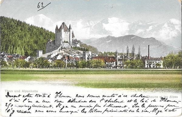 Cartoline postali: Thun und die Alpenkette – Usato da Olten venduto da clotaldi