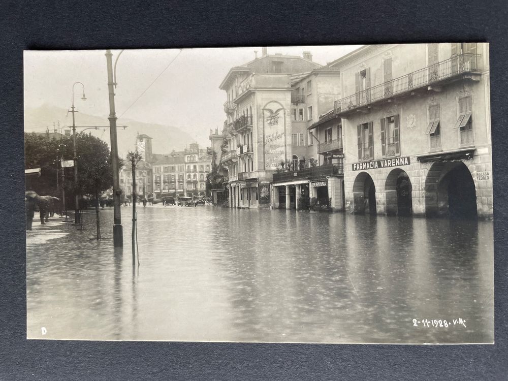 Foto AK Überschwemmung, Inondazione Locarno Nov. 1928 1
