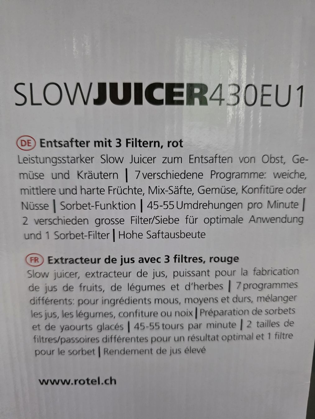 Rotel Elettrodomestici da cucina: Rotel Slowjuicer, Rot, 7 Programme,auch  für Sorbet NP 149,- – Nuovo (secondo la descrizione) da Wallisellen venduto da Movey 1