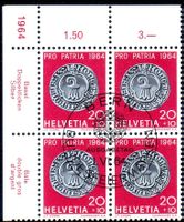 DOPPELDICKEN SILBER 1964 4ERBLOCK AUSGABETAG - Y134