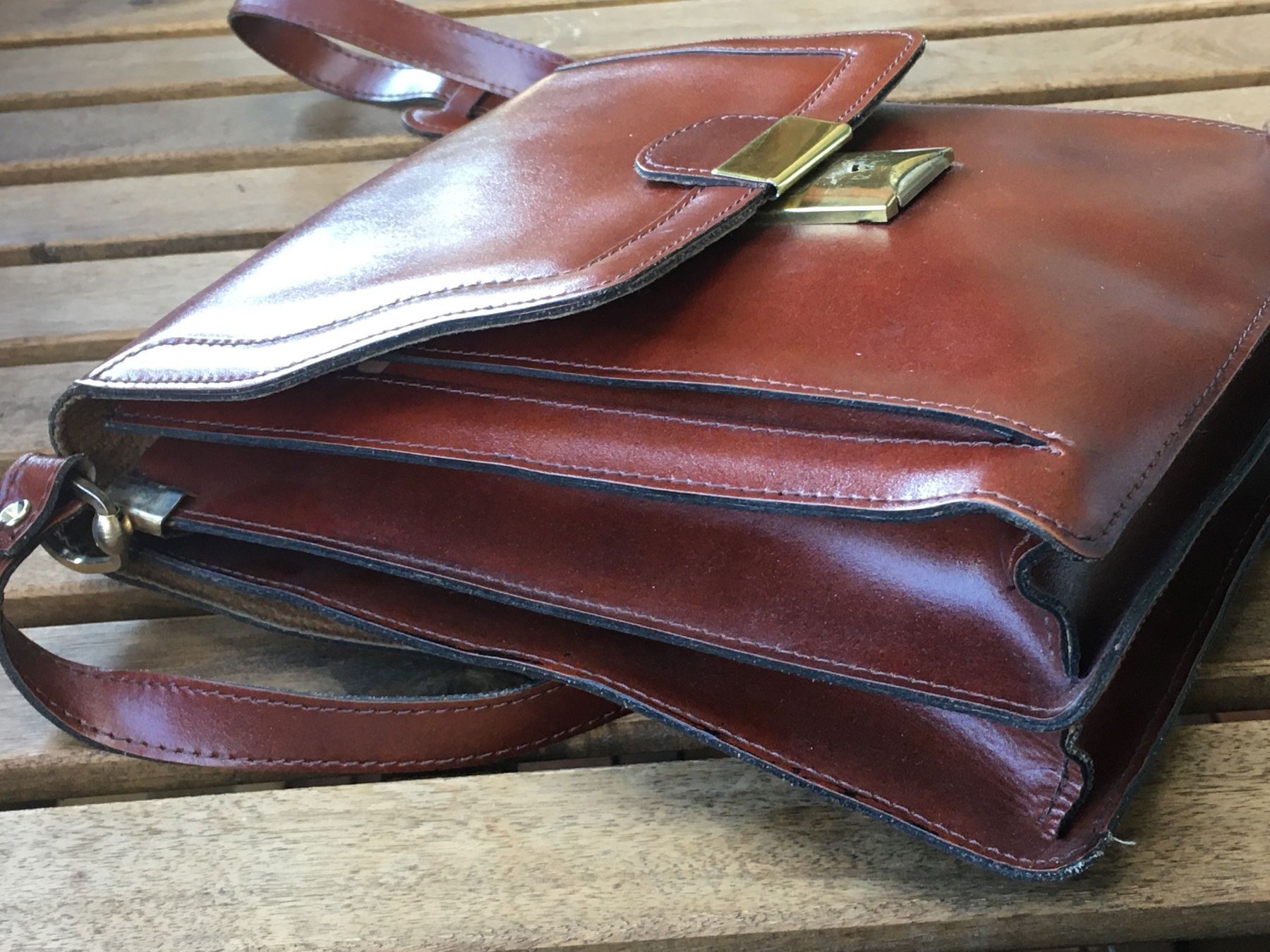 Borse: Braune Lederhandtasche – Usato da Bauma venduto da Budgerigar 1