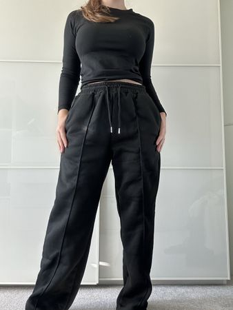 Gefütterte warme Jogginghose, schwarz, Grösse XS