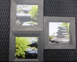 3er Set Bilderrahmen, Grau, Zen Motive!