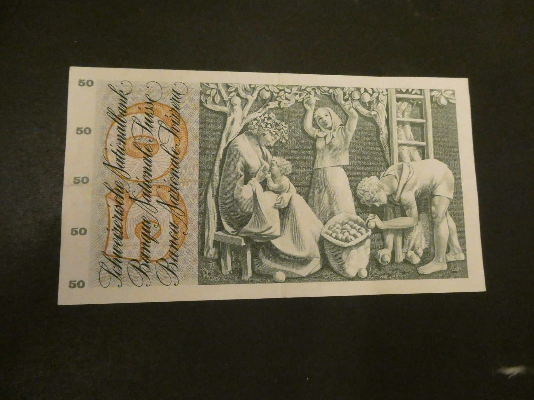 Banknoten: Schweiz 1970, 50 Franken – Gebraucht aus Hinterforst von Rohusri 1
