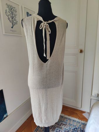Cristina Gavioli Collection gold metallic beach slip dress L