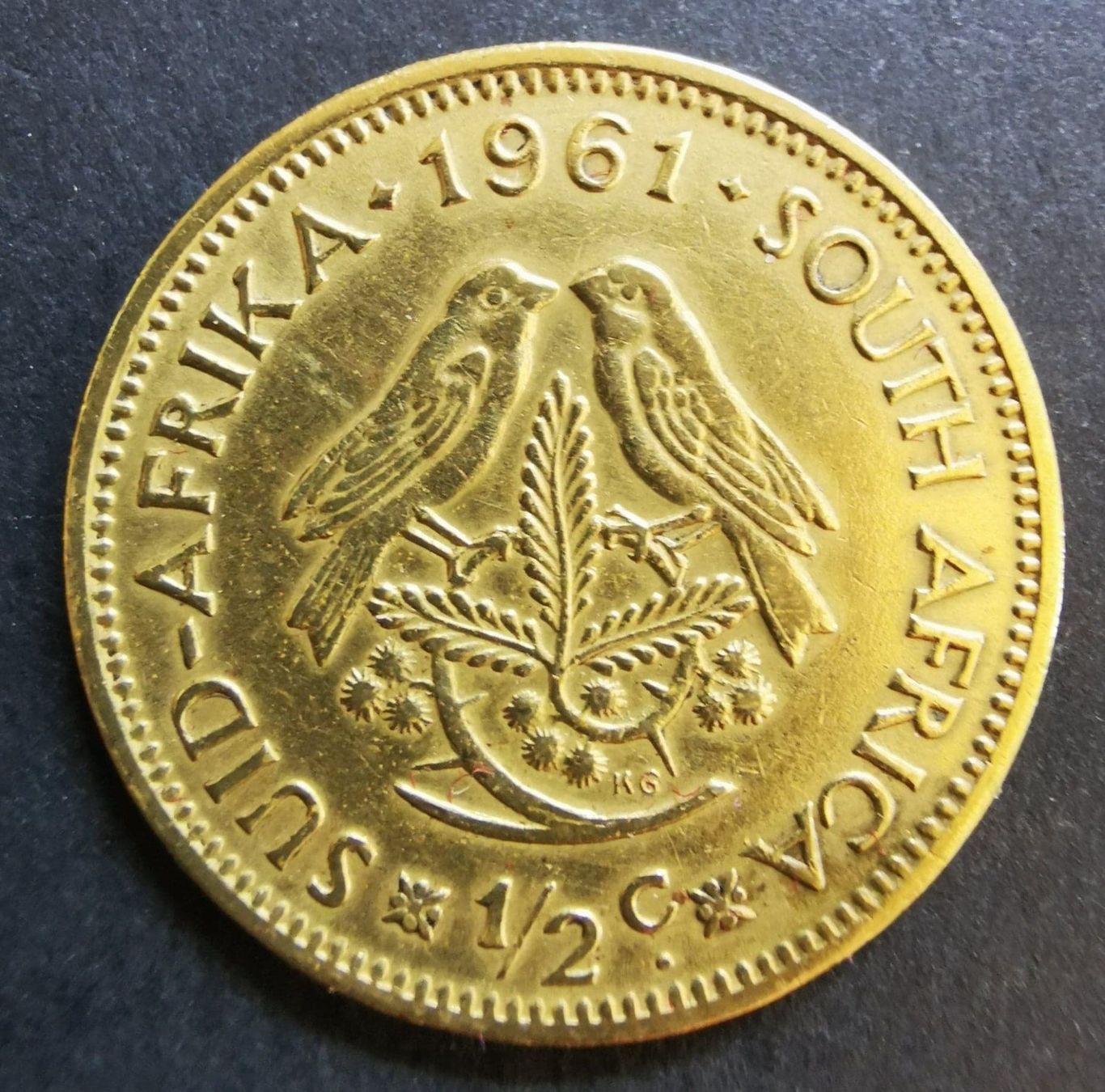 Tutti le monete: P39 Afrique du Sud 1/2 Cent 1961 Van Riebeeck – Usato da Cousset venduto da Patricio77 1