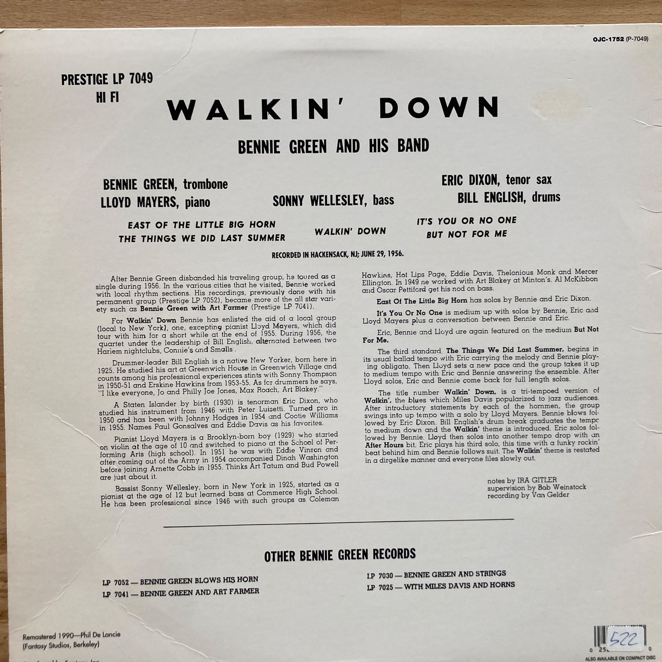 Dischi in vinile: Bennie Green, Walking Down, 1990 Bop – Usato da Thun venduto da esl_9tsb 1