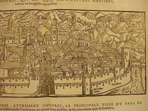 Xilografie: CHUR, HOLZSCHNITT UM 1570 – Usato da Grüningen venduto da Kartensammler 3