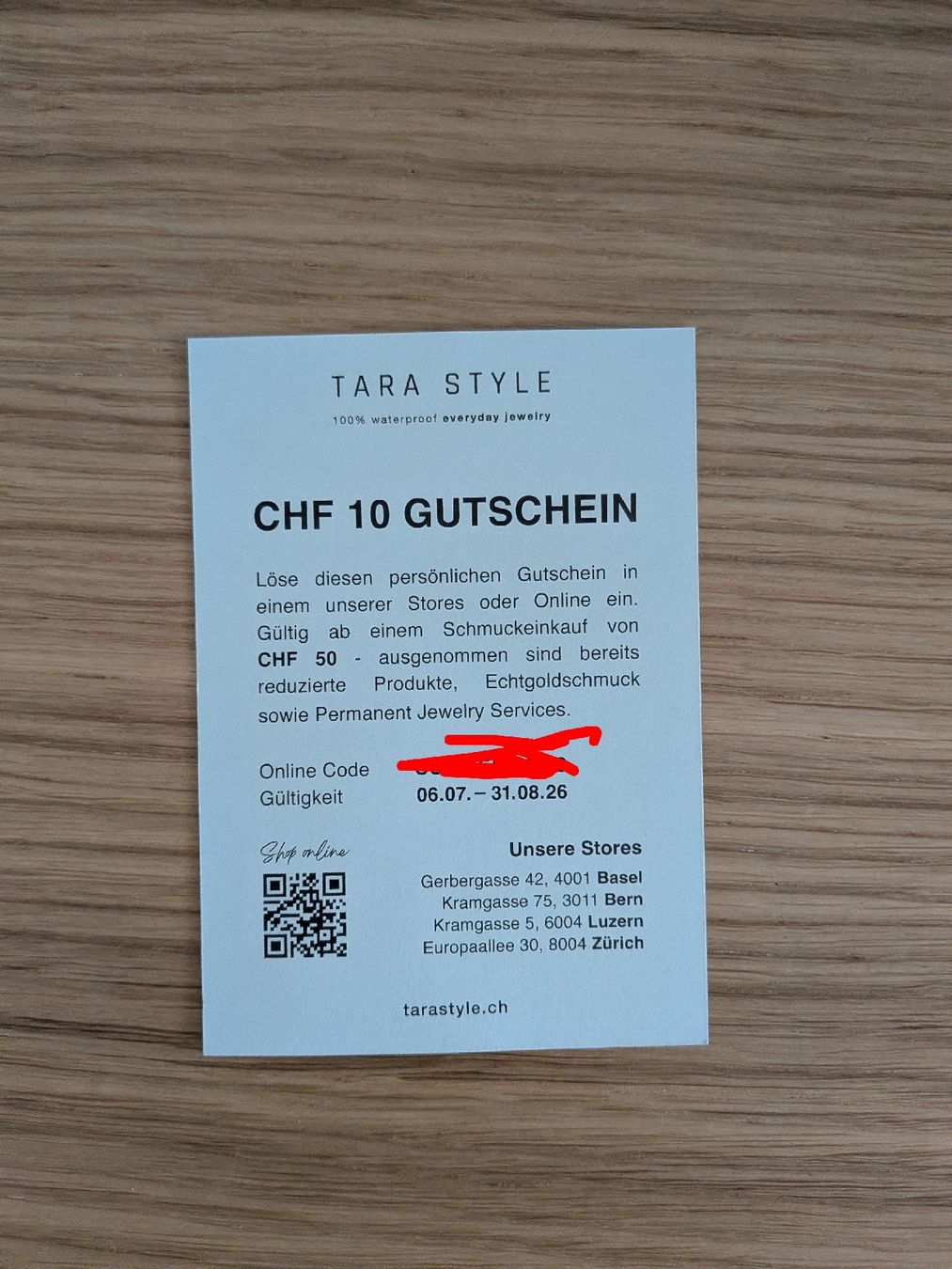 Bons: Gutschein Tara Style CHF 10.- – Neuf (Voir description) à Eschenbach SG par SanFranciscoCalifornia