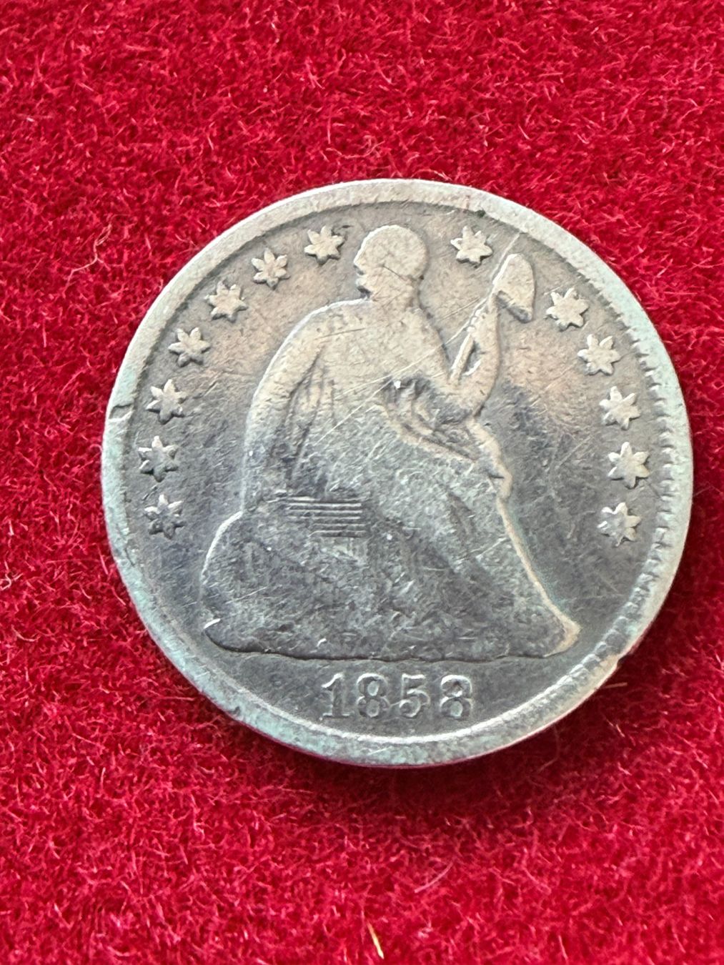 Tutti le monete: Half Dime 1858 USA - Silber 900/1000 – Usato da Gams venduto da Rhi-Taler