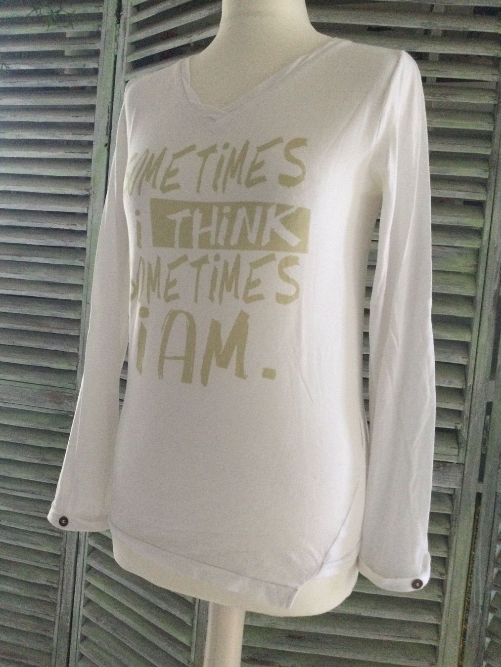Tops: Sweat blanc inscriptions MISS CREEKS, taille S – Gebraucht aus Agiez von chouchanelle 2